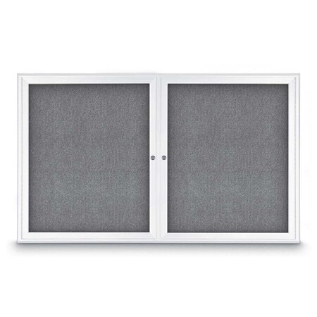 United Visual Products Sliding Door Indoor Enclosed Corkboard, 9 UV9030ACS-BRONZE-BUFF